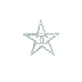 CHANEL STAR CC LOGO BROOCH CRYSTAL LIGHT BLUE WITH RUTHENIUM HARDWARE