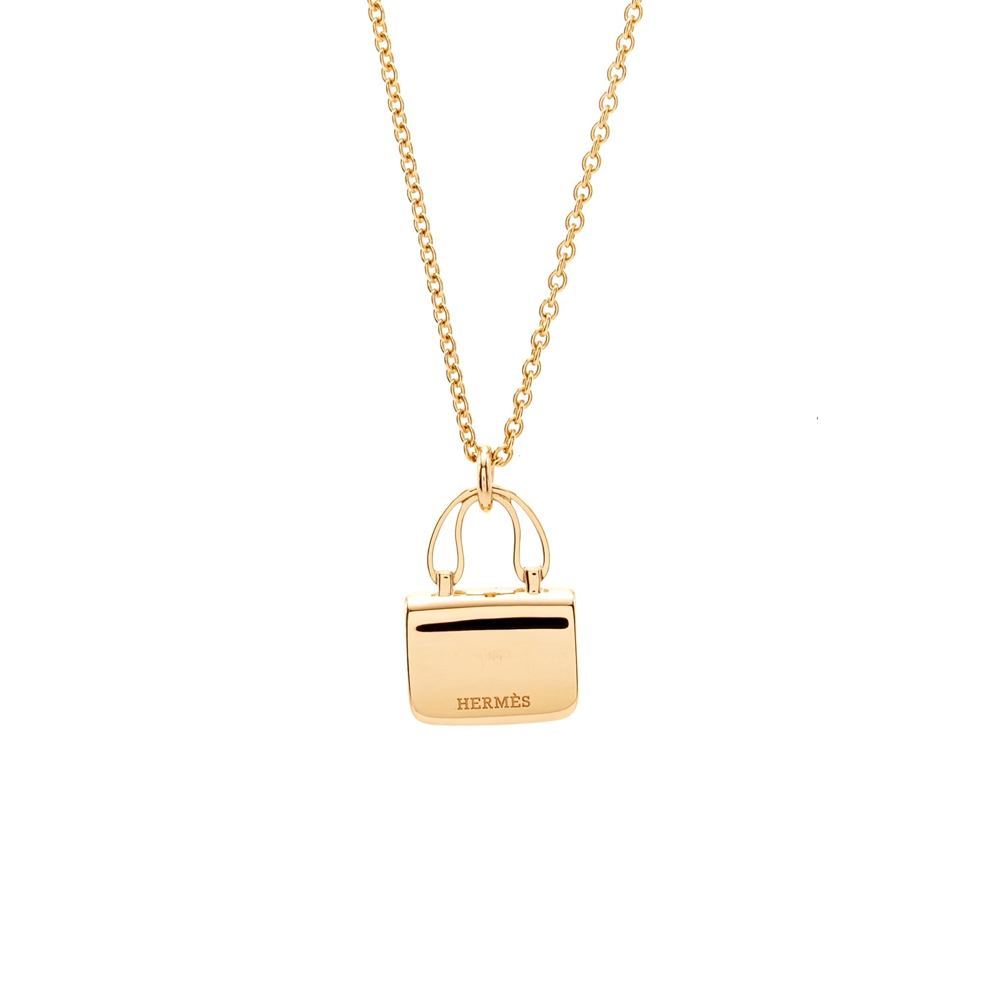 HERMES AMULETTES CONSTANCE PENDANT ROSE GOLD/ PINK SAPPHIRE GEMSTONES