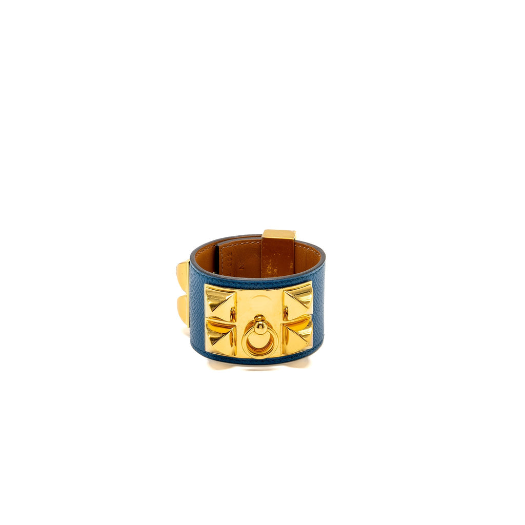 HERMES COLLIER DE CHIEN BRACELET EPSOM BLUE GHW