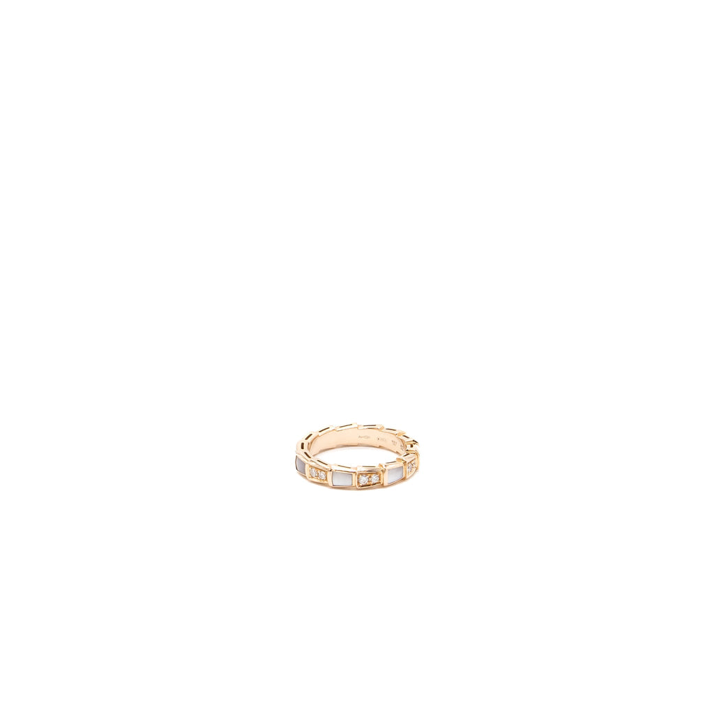 BVLGARI SERPENTI VIPER RING MOTHER OF PEARL/ ROSE GOLD DIAMONDS