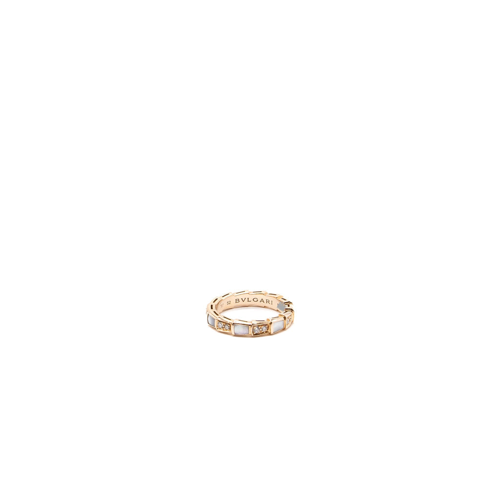 BVLGARI SERPENTI VIPER RING MOTHER OF PEARL/ ROSE GOLD DIAMONDS