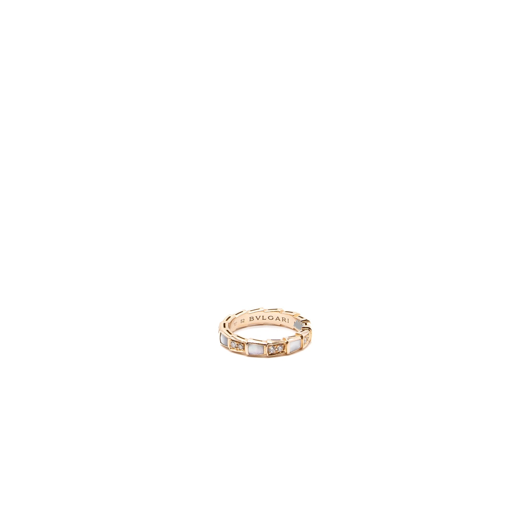 BVLGARI SERPENTI VIPER RING MOTHER OF PEARL/ ROSE GOLD DIAMONDS
