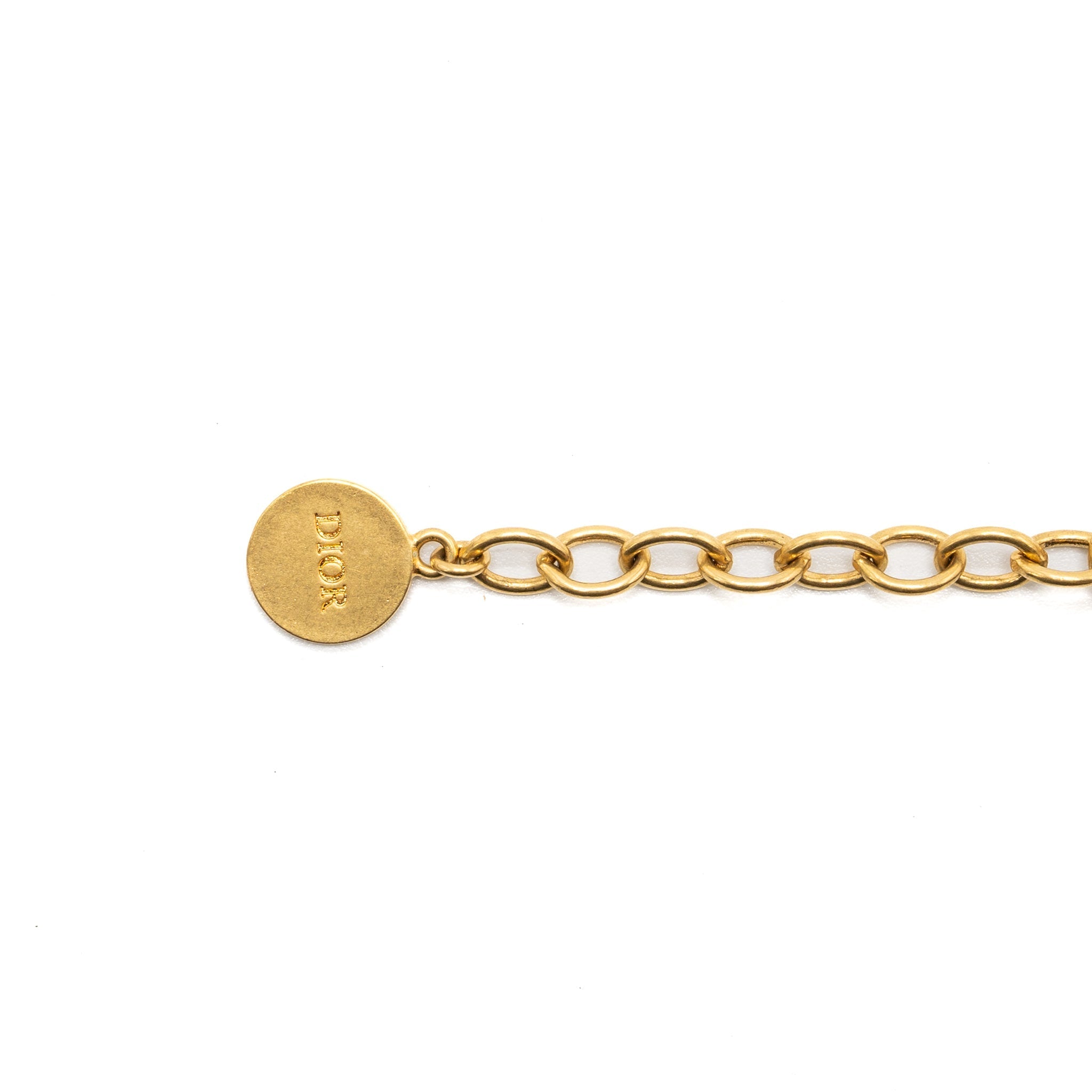 DIOR CD AND CHAIN BRACELET BRUSHED GOLD TONE