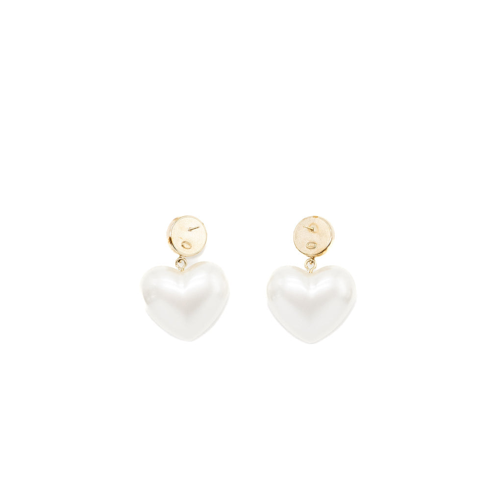 CHANEL HEART PEARL CRYSTAL CC LOGO EARRINGS LGHW