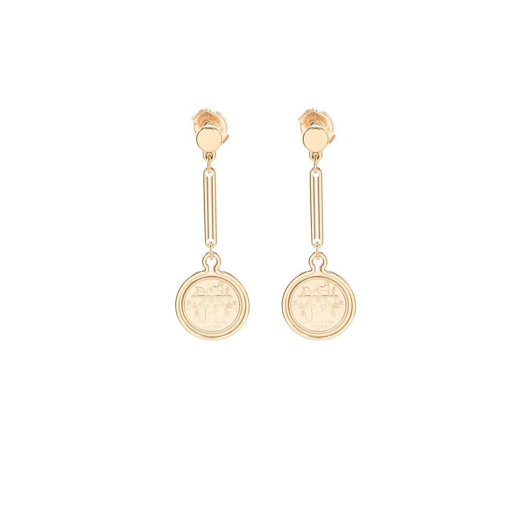 HERMES EX-LIBRIS EARRINGS ROSE GOLD