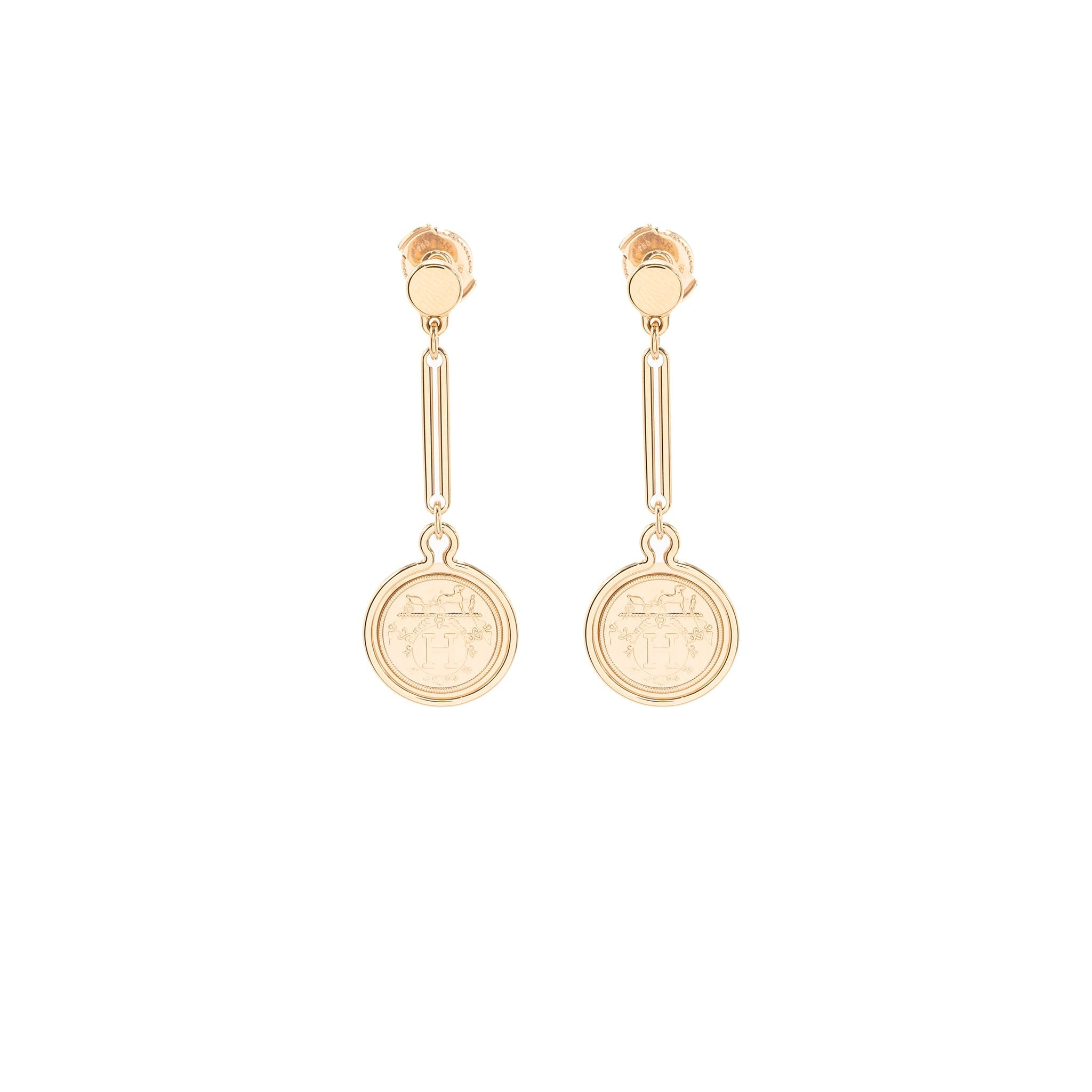 HERMES EX-LIBRIS EARRINGS ROSE GOLD