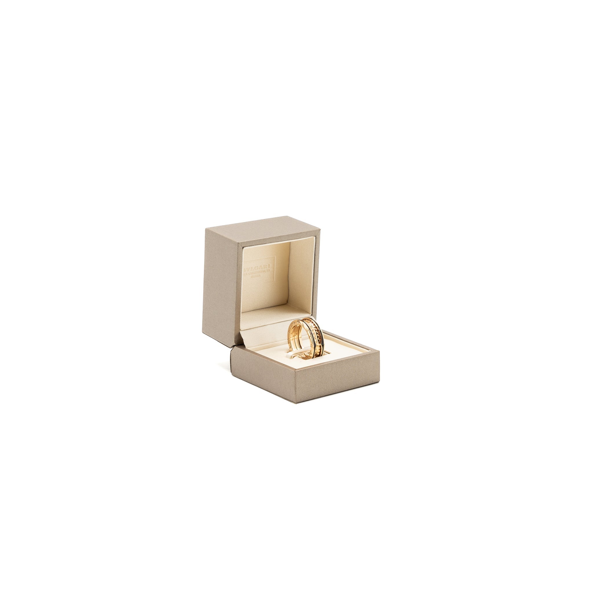 BVLGARI B.ZERO1 RING STUDDED SPIRAL/BLACK CERAMIC ROSE GOLD