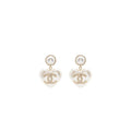CHANEL HEART PEARL CRYSTAL CC LOGO EARRINGS LGHW