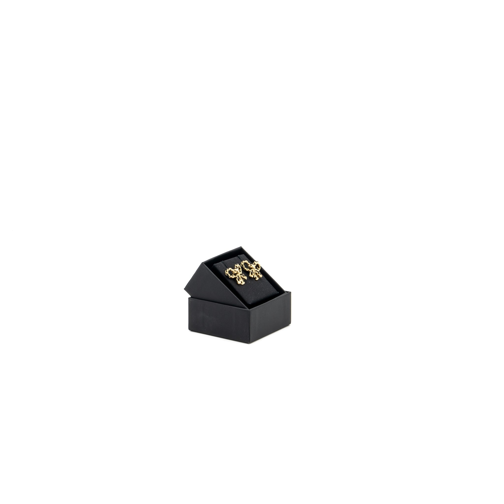 CHANEL LEATHER WEAVE BOW EARRINGS BLACK WITH GOLD TONE