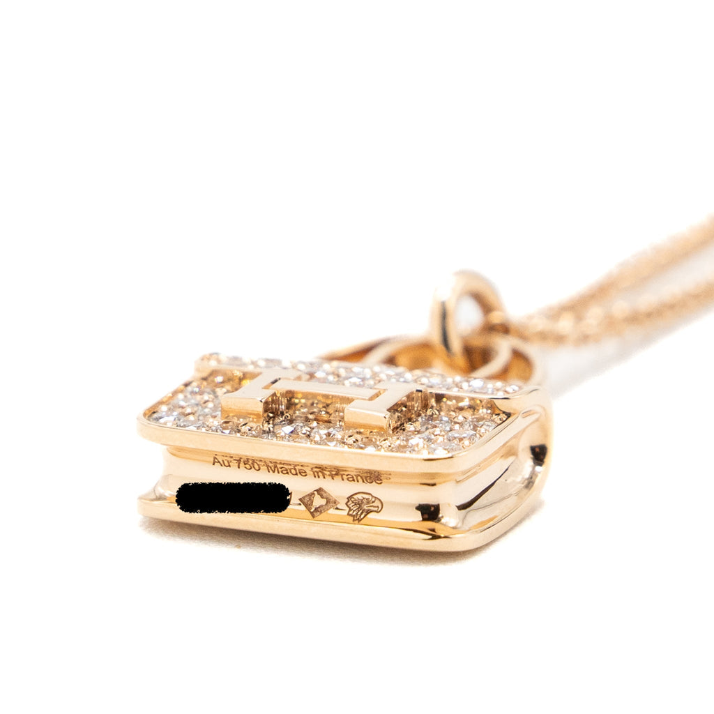 HERMES CONSTANCE AMULETTE PENDANT ROSE GOLD DIAMONDS