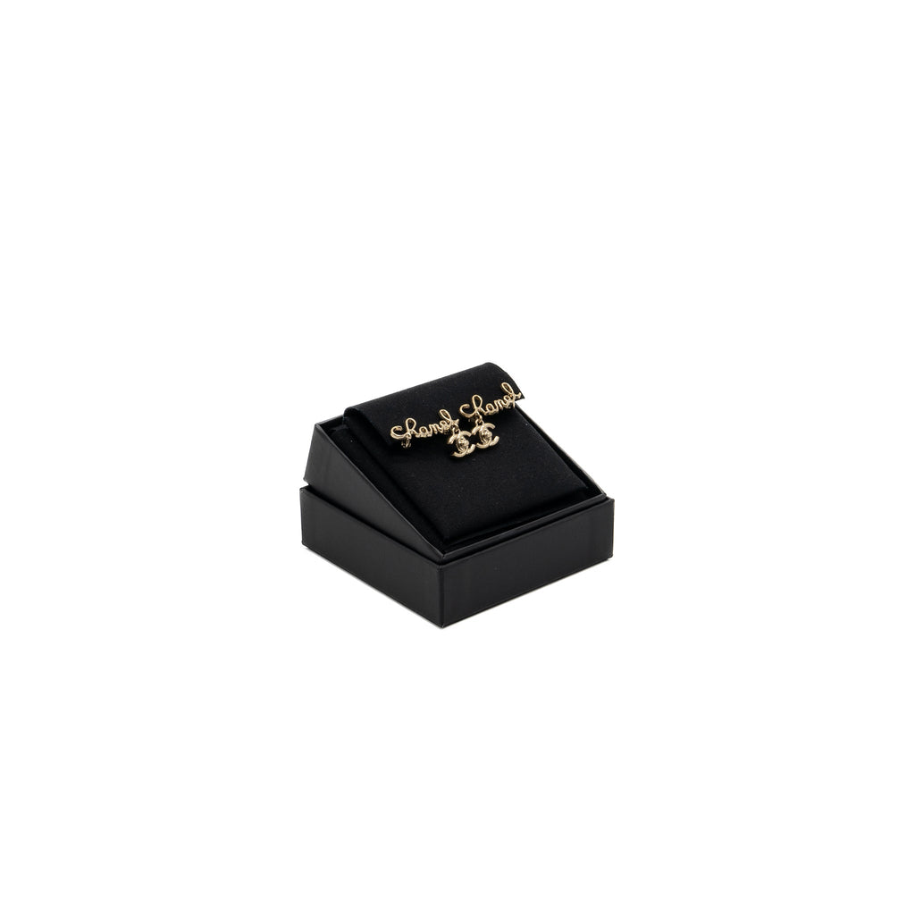 CHANEL COCO/CHANEL LETTER EARRING CLIPS LIGHT GOLD TONE