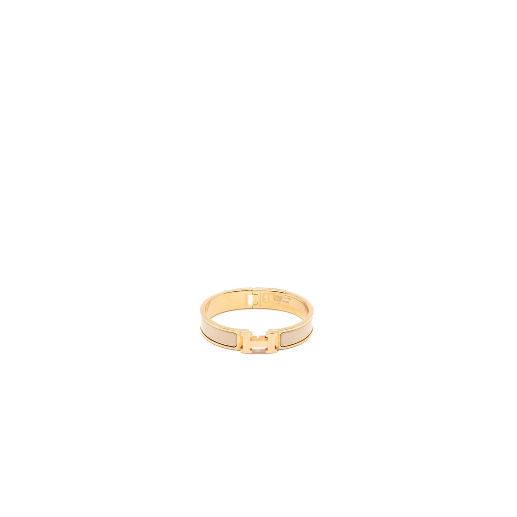HERMES CLIC H BRACELET BEIGE NACRE RGHW