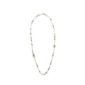 CHANEL CC LOGO LONG NECKLACE WITH PEARL LIGHT GOLD TONE