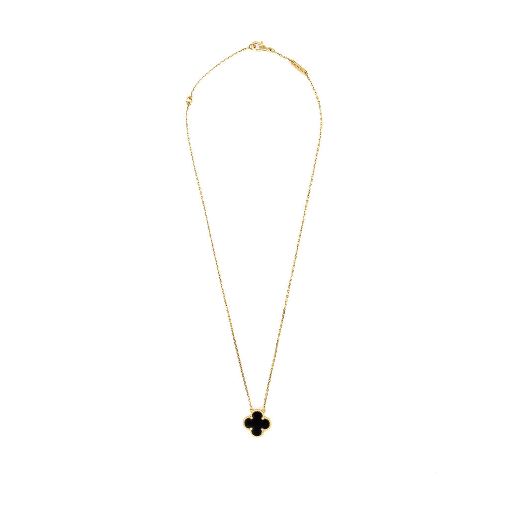VAN CLEEF & ARPELS VINTAGE ALHAMBRA PENDANT 18K YELLOW GOLD ONYX