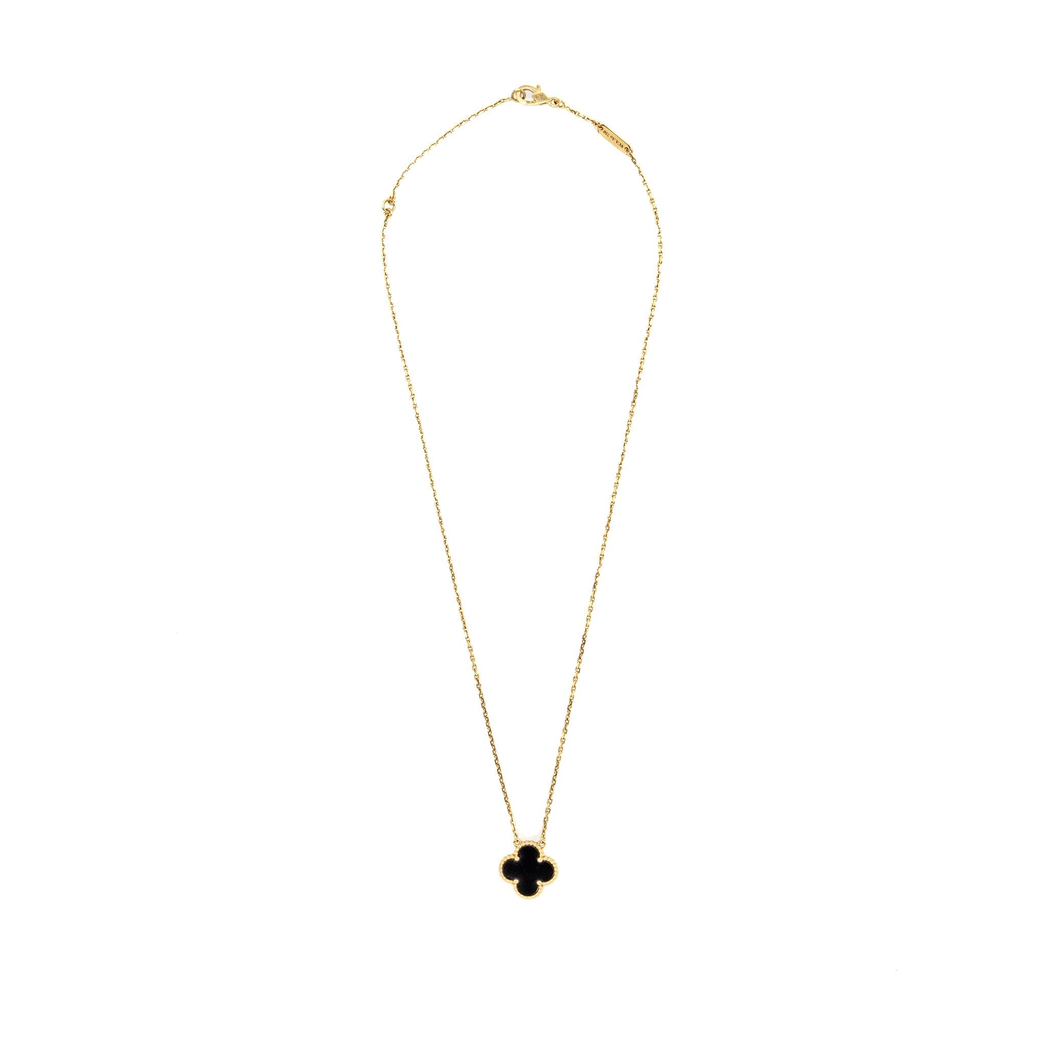 VAN CLEEF & ARPELS VINTAGE ALHAMBRA PENDANT 18K YELLOW GOLD ONYX