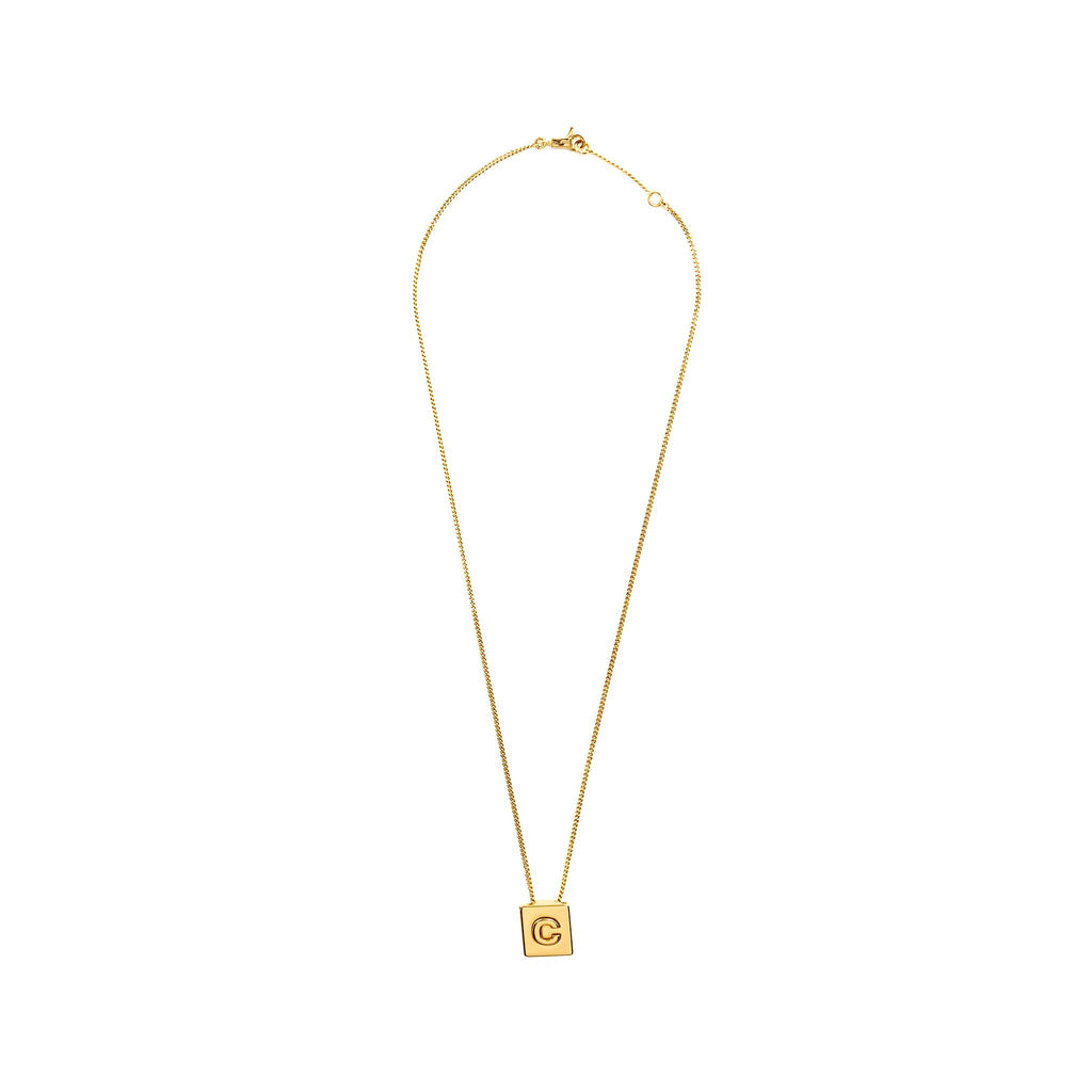 CELINE ALPHABET C NECKLACE IN BRASS GOLD TONE