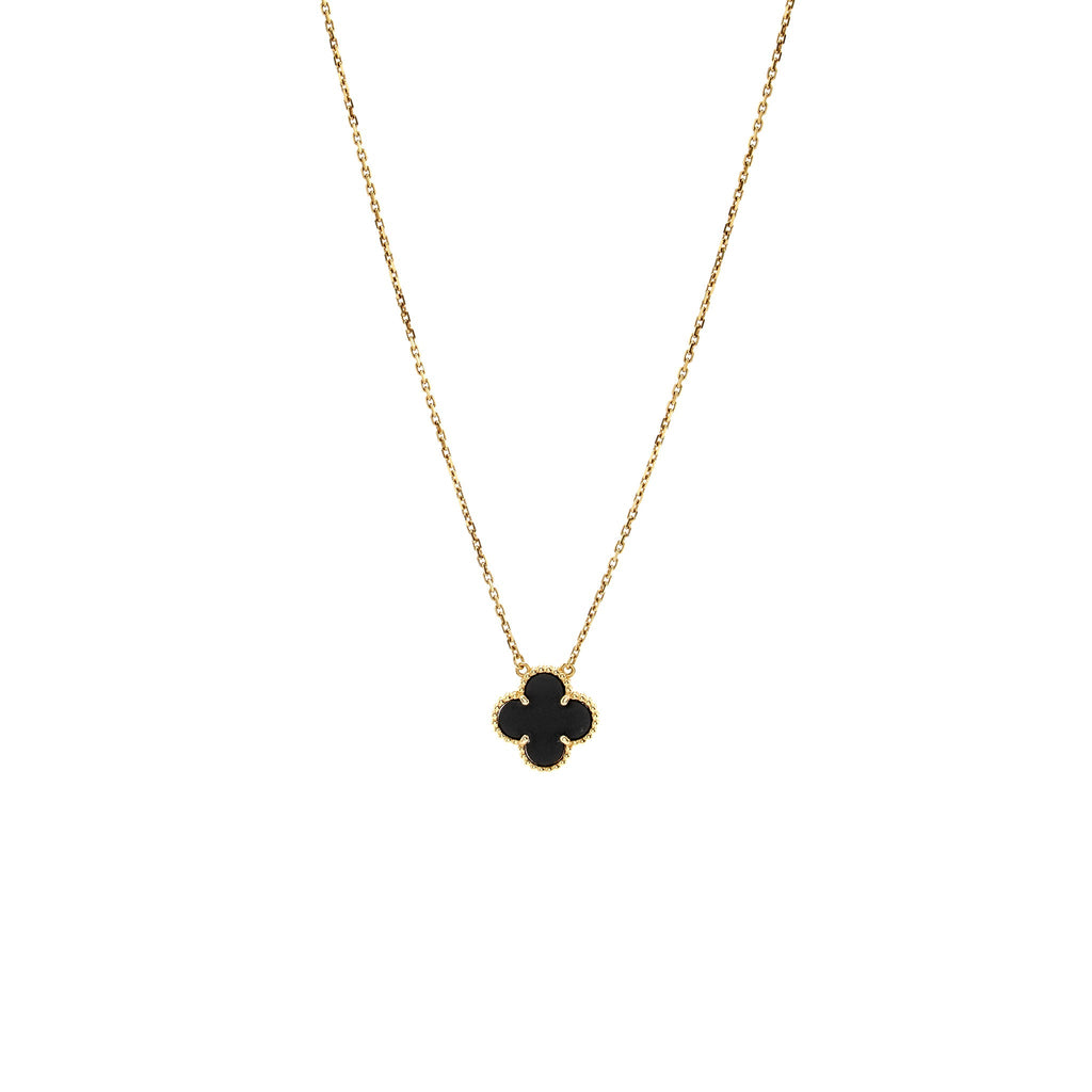 VAN CLEEF & ARPELS VINTAGE ALHAMBRA PENDANT 18K YELLOW GOLD ONYX