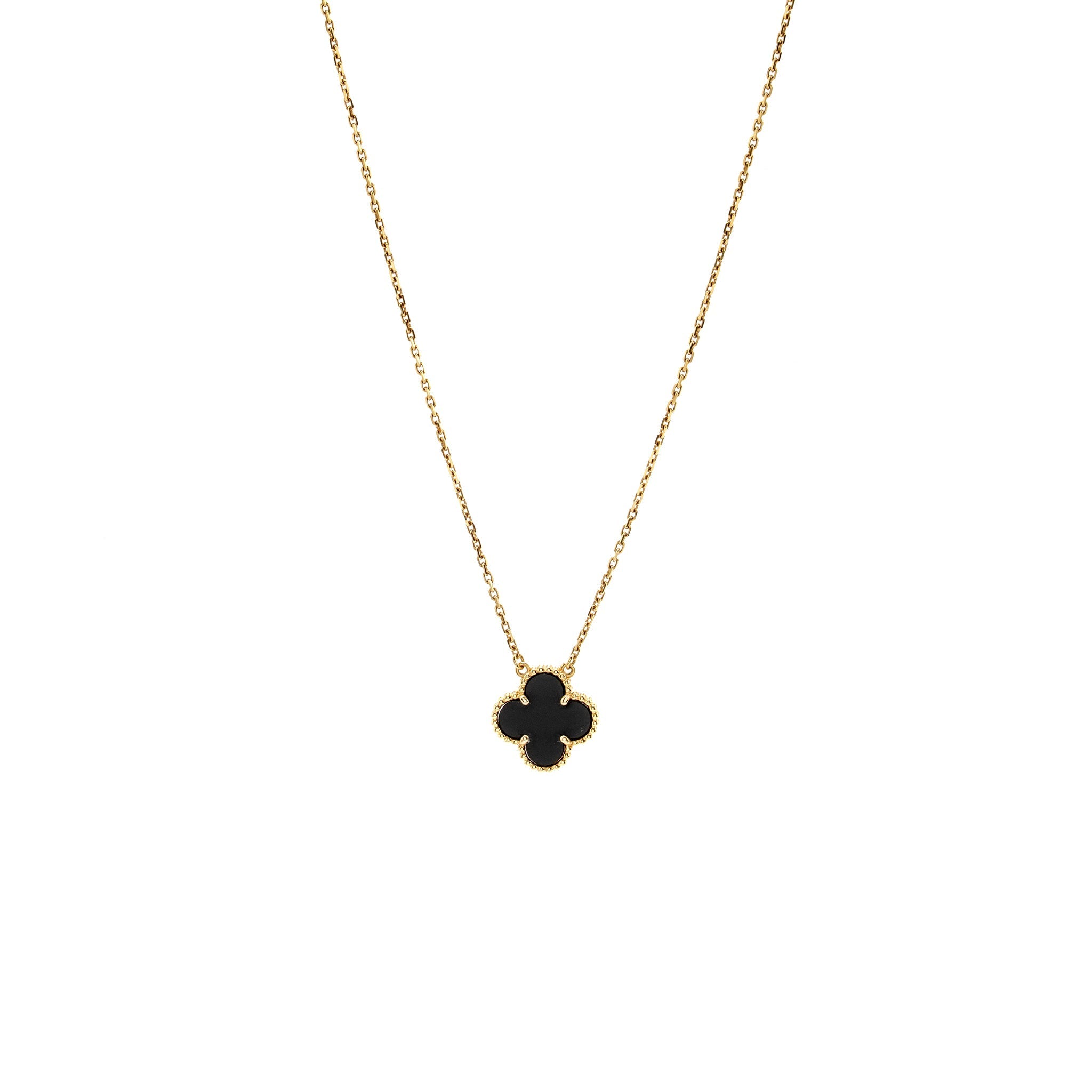 VAN CLEEF & ARPELS VINTAGE ALHAMBRA PENDANT 18K YELLOW GOLD ONYX
