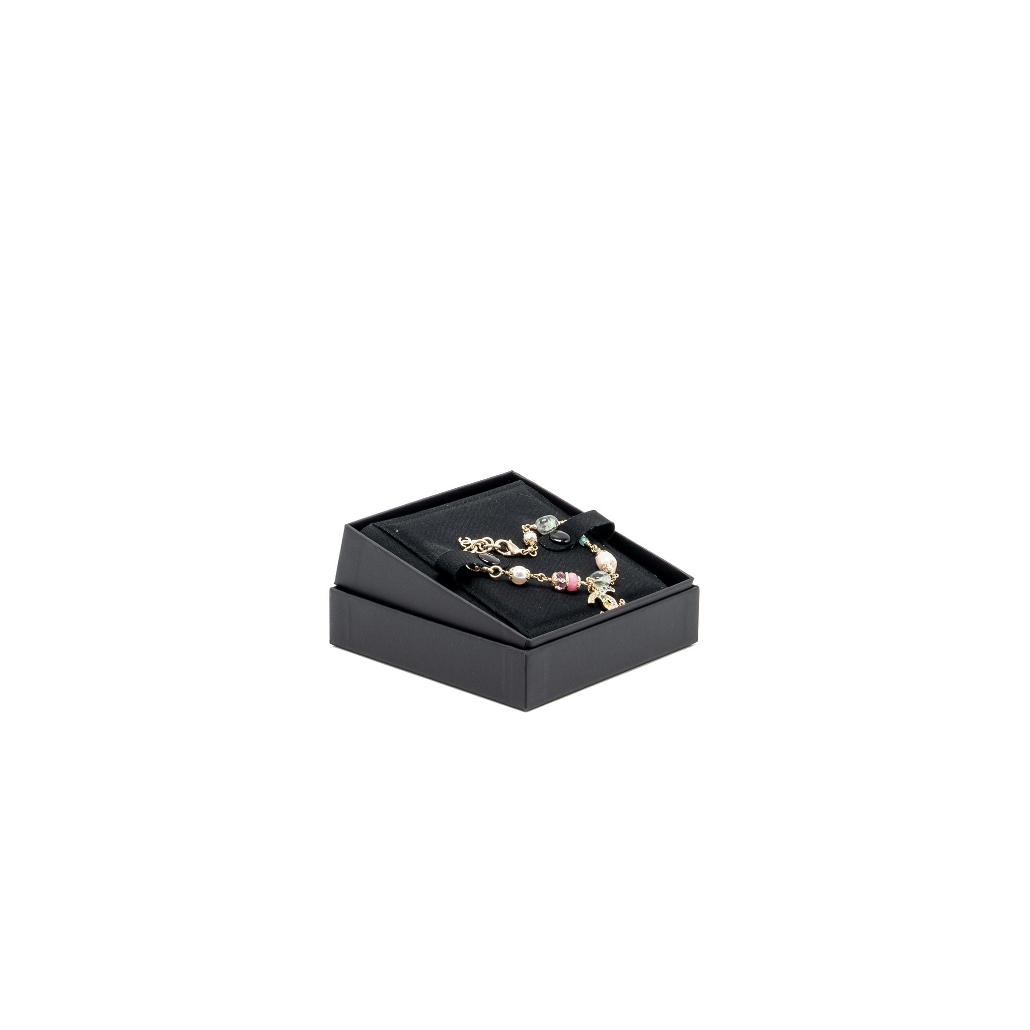 CHANEL MULTICOLOUR CC LOGO DROP BRACELET CRYSTAL/PEARL/GOLD TONE