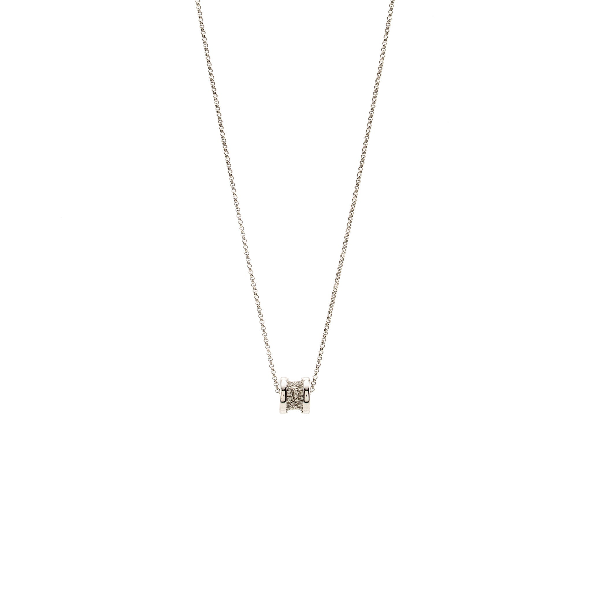 BVLGARI MINI B.ZERO NECKLACE WHITE GOLD PAVED DIAMONDS