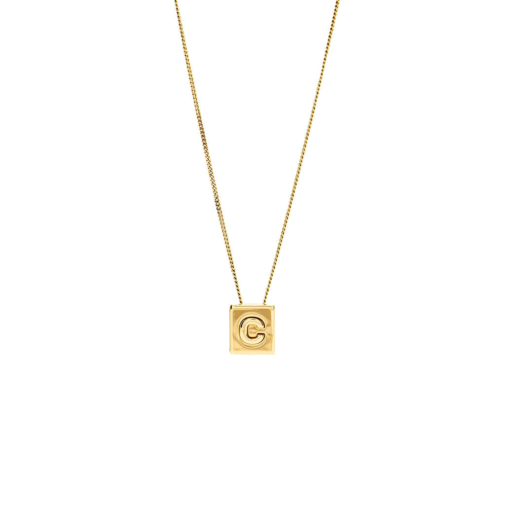 CELINE ALPHABET C NECKLACE IN BRASS GOLD TONE