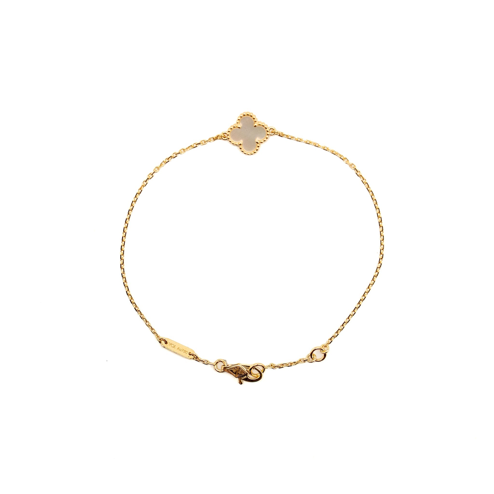 VAN CLEEF & ARPELS SWEET ALHAMBRA BRACELET WHITE MOTHER OF PEARL YELLOW GOLD