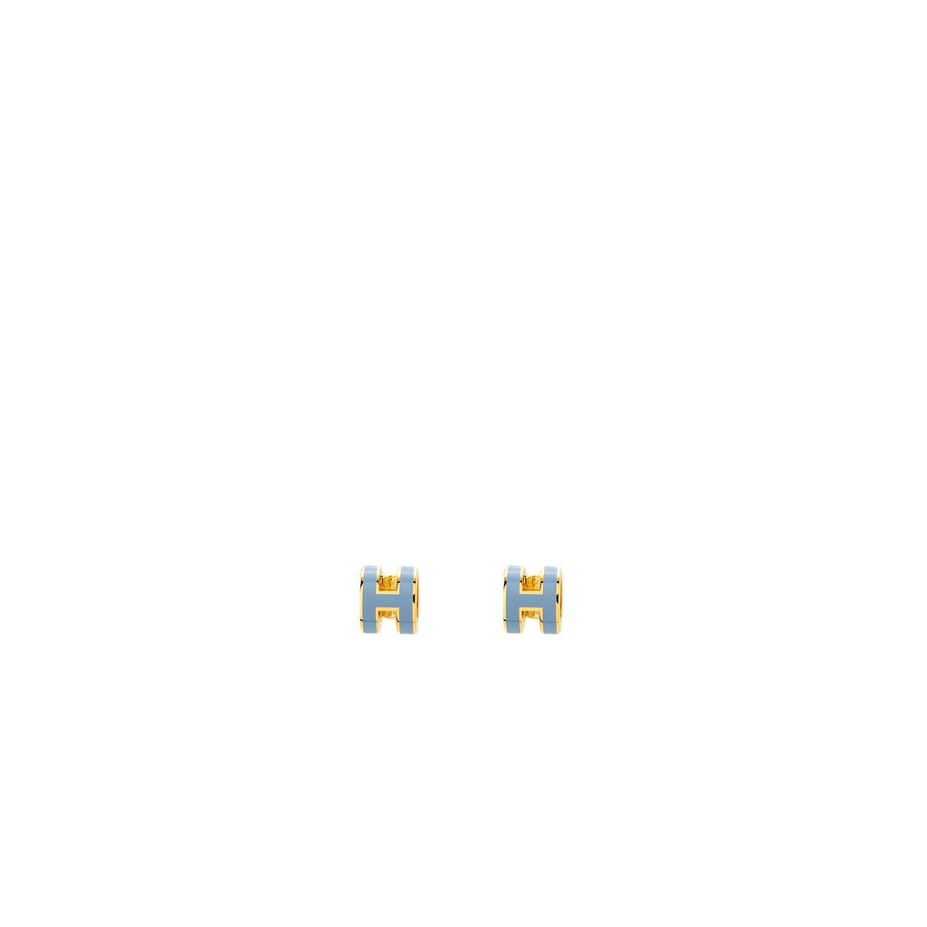 HERMES MINI POP H EARRINGS BLUE LIN GHW