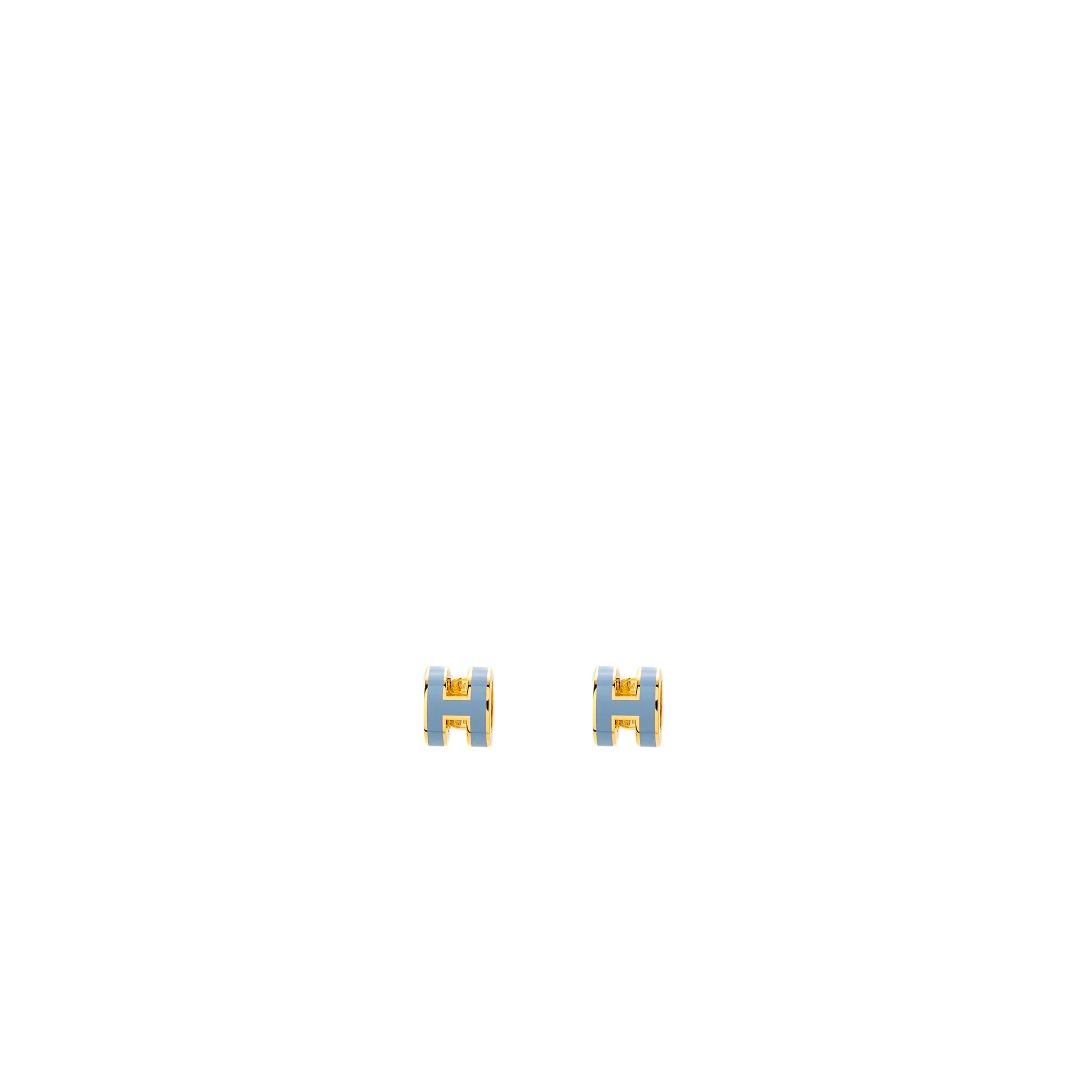 HERMES MINI POP H EARRINGS BLUE LIN GHW