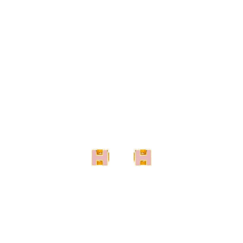 HERMES CAGE D’H EARRINGS ROSE DRAGEE RGHW