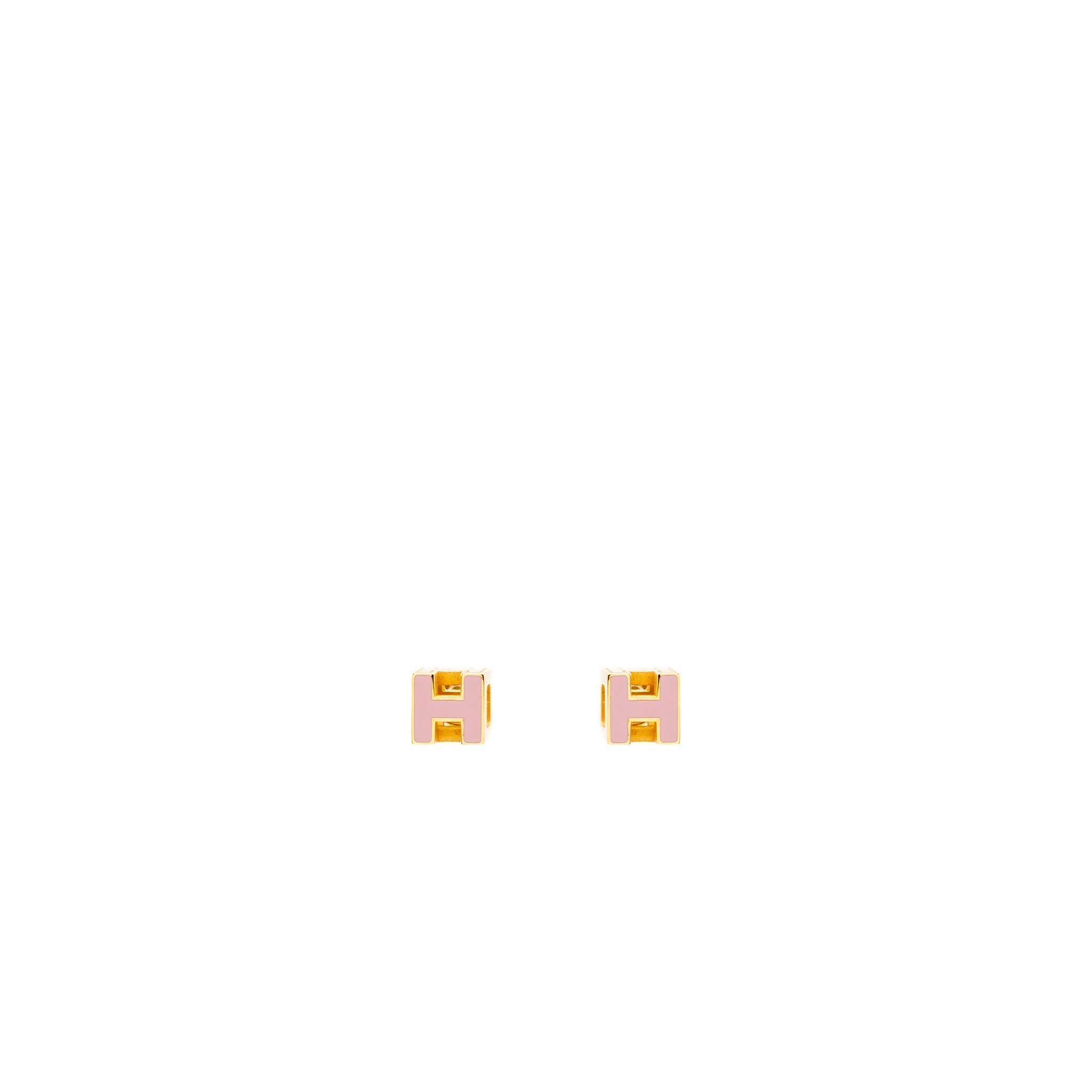 HERMES CAGE D’H EARRINGS ROSE DRAGEE RGHW