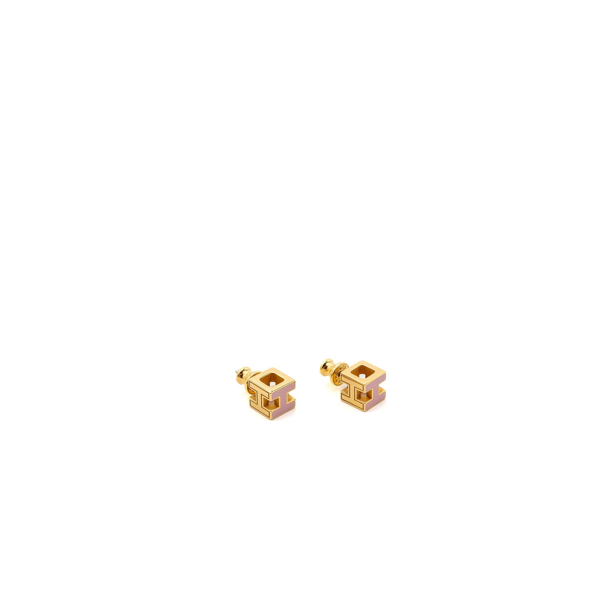 HERMES CAGE D’H EARRINGS ROSE DRAGEE RGHW