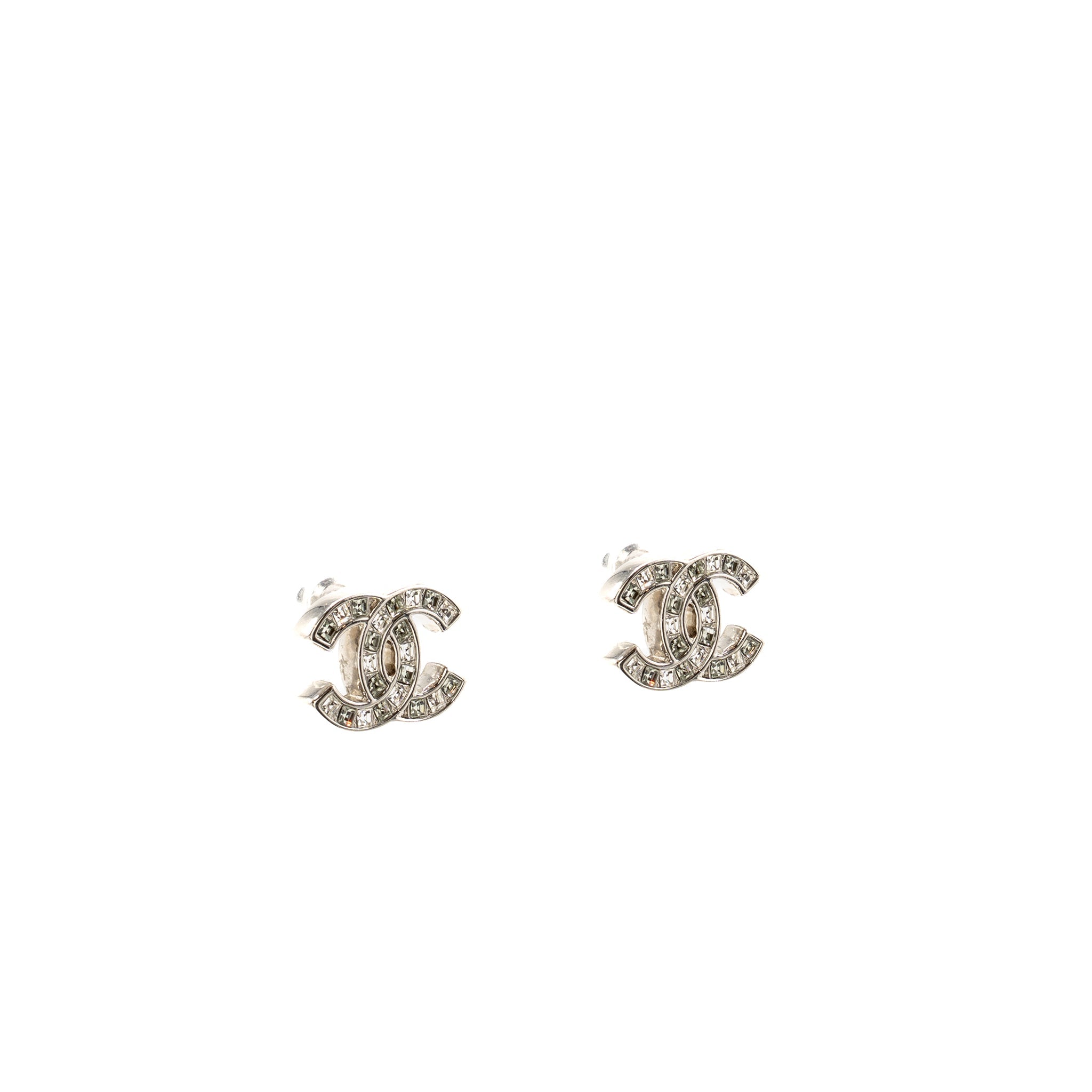 CHANEL CRYSTAL CC LOGO & BOW STUD EARRINGS - 2 PAIRS SET
