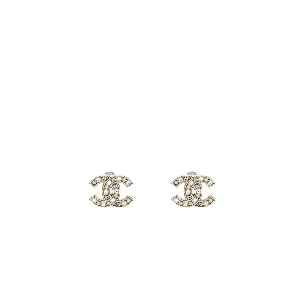 CHANEL CRYSTAL CC LOGO & BOW STUD EARRINGS - 2 PAIRS SET