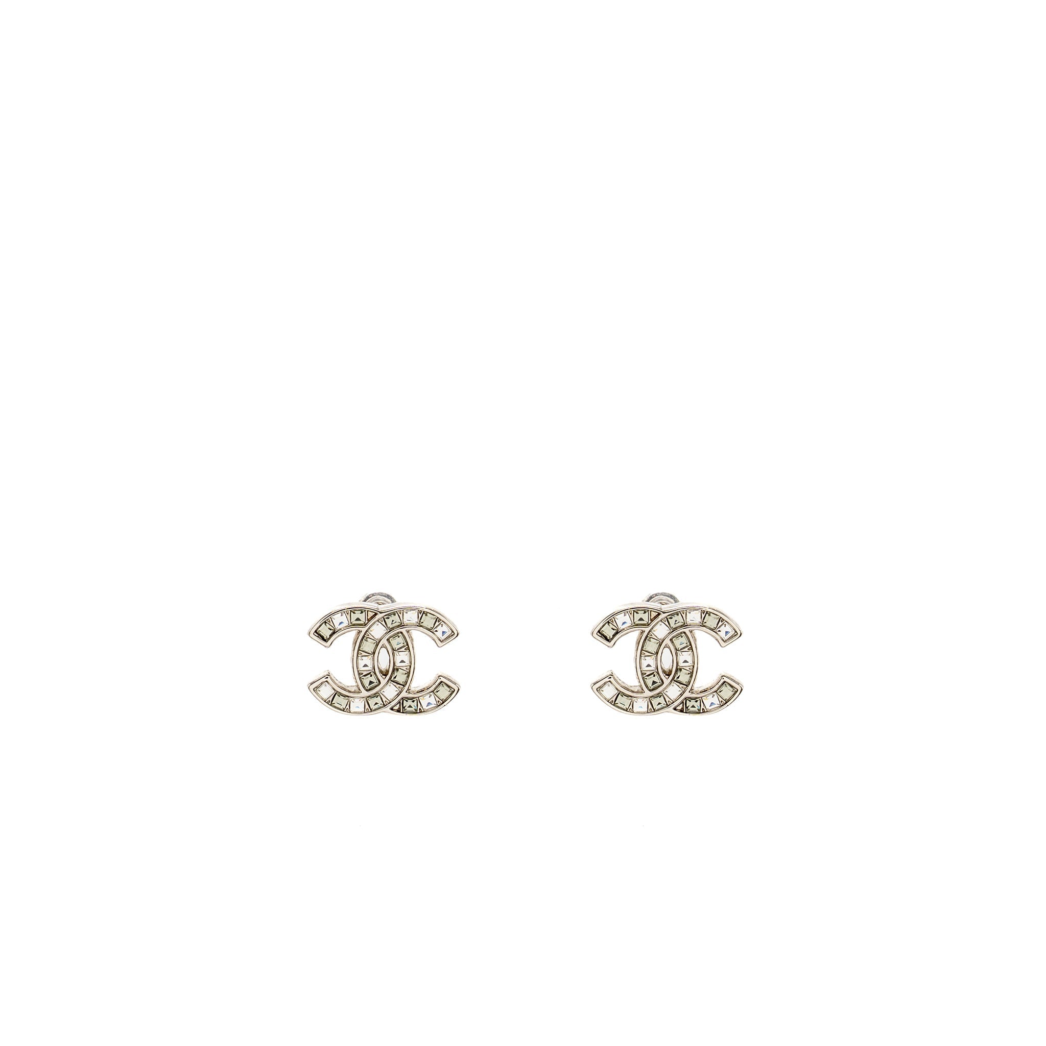 CHANEL CRYSTAL CC LOGO & BOW STUD EARRINGS - 2 PAIRS SET