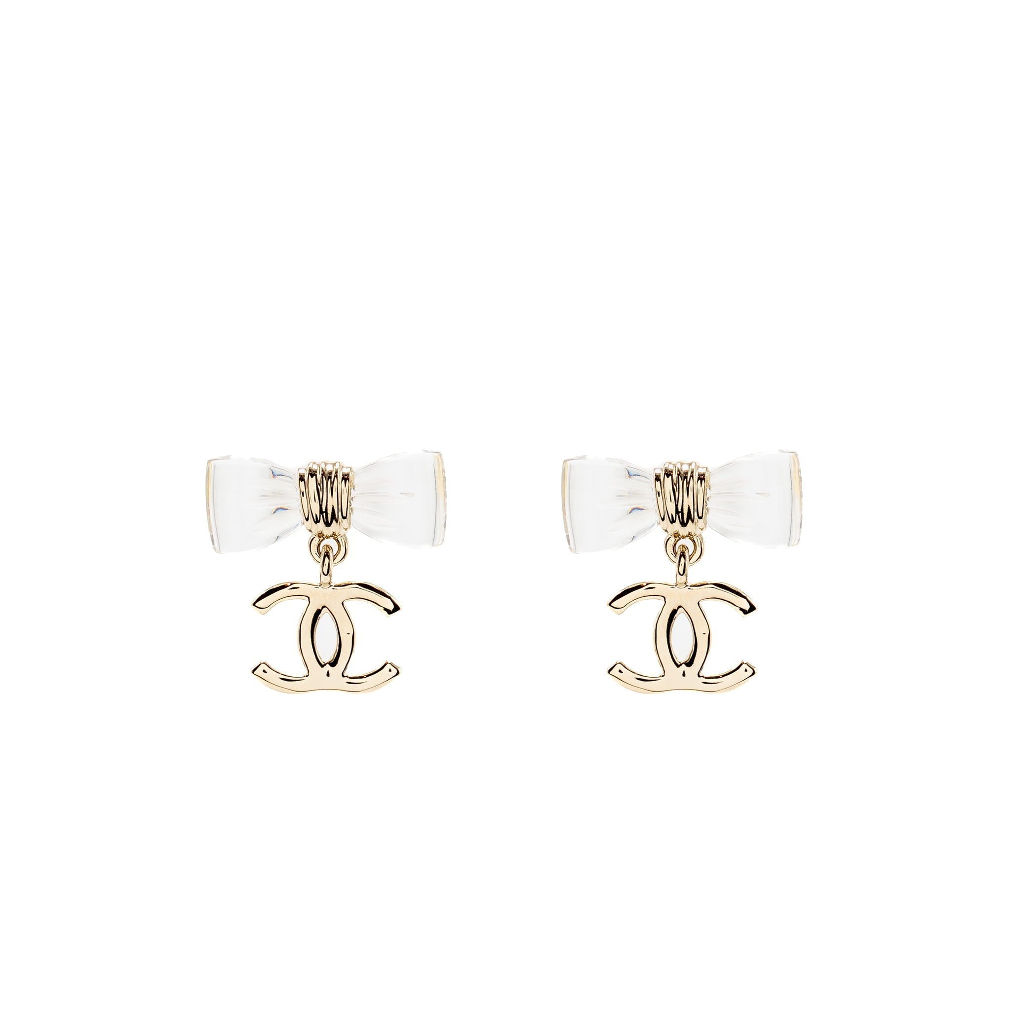 CHANEL CRYSTAL CC LOGO & BOW STUD EARRINGS - 2 PAIRS SET