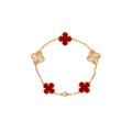 VAN CLEEF VINTAGE ALHAMBRA BRACELET 5 MOTIF ROSE GOLD, CARNELIAN