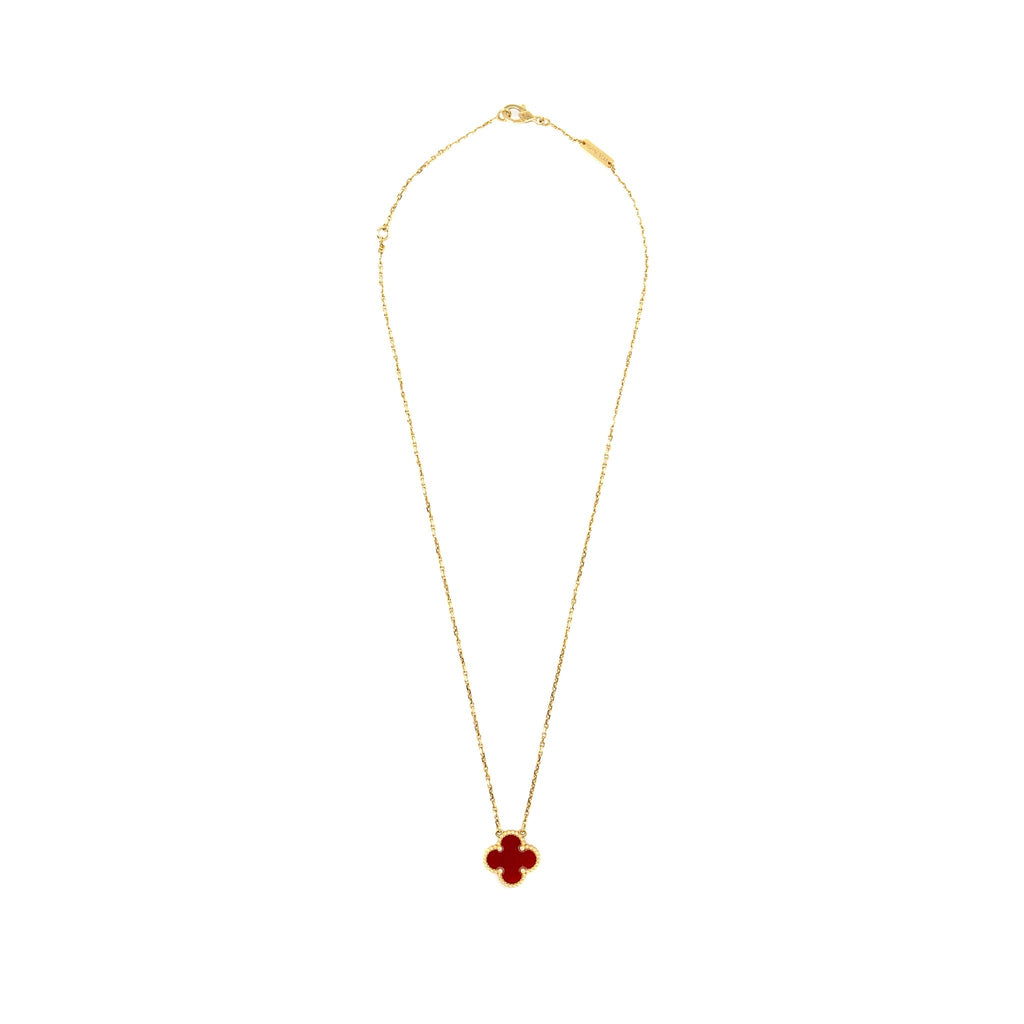 VAN CLEEF VINTAGE ALHAMBRA PENDANT 18K YELLOW GOLD / CARNELLIAN
