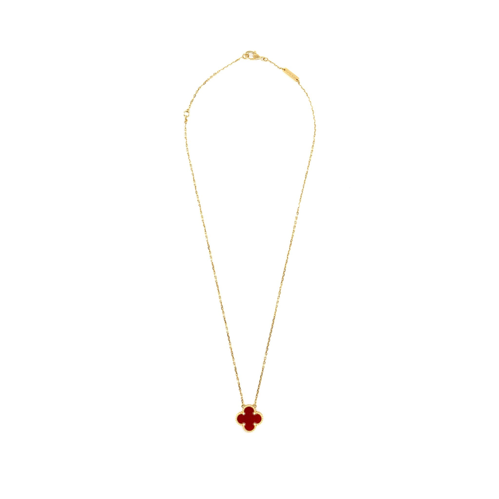 VAN CLEEF VINTAGE ALHAMBRA PENDANT 18K YELLOW GOLD / CARNELLIAN