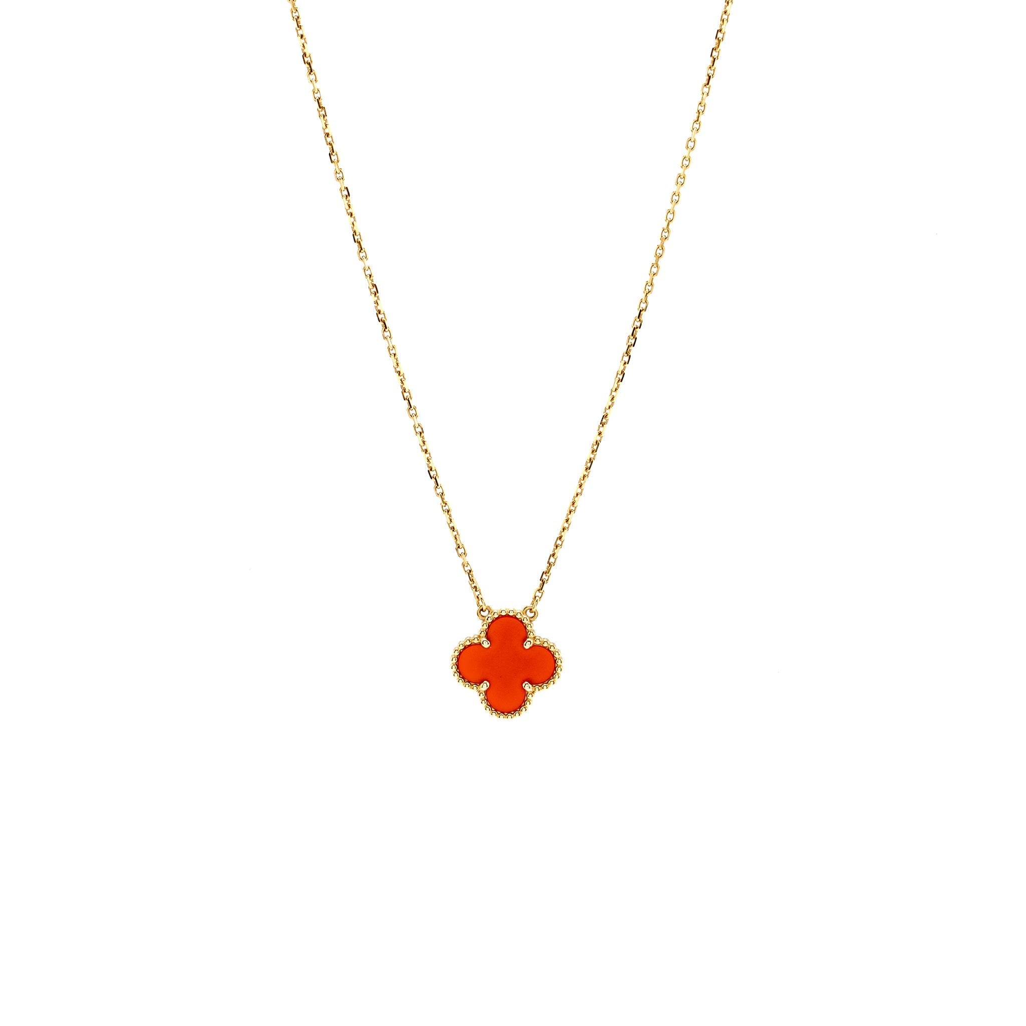 VAN CLEEF VINTAGE ALHAMBRA PENDANT 18K YELLOW GOLD / CARNELLIAN