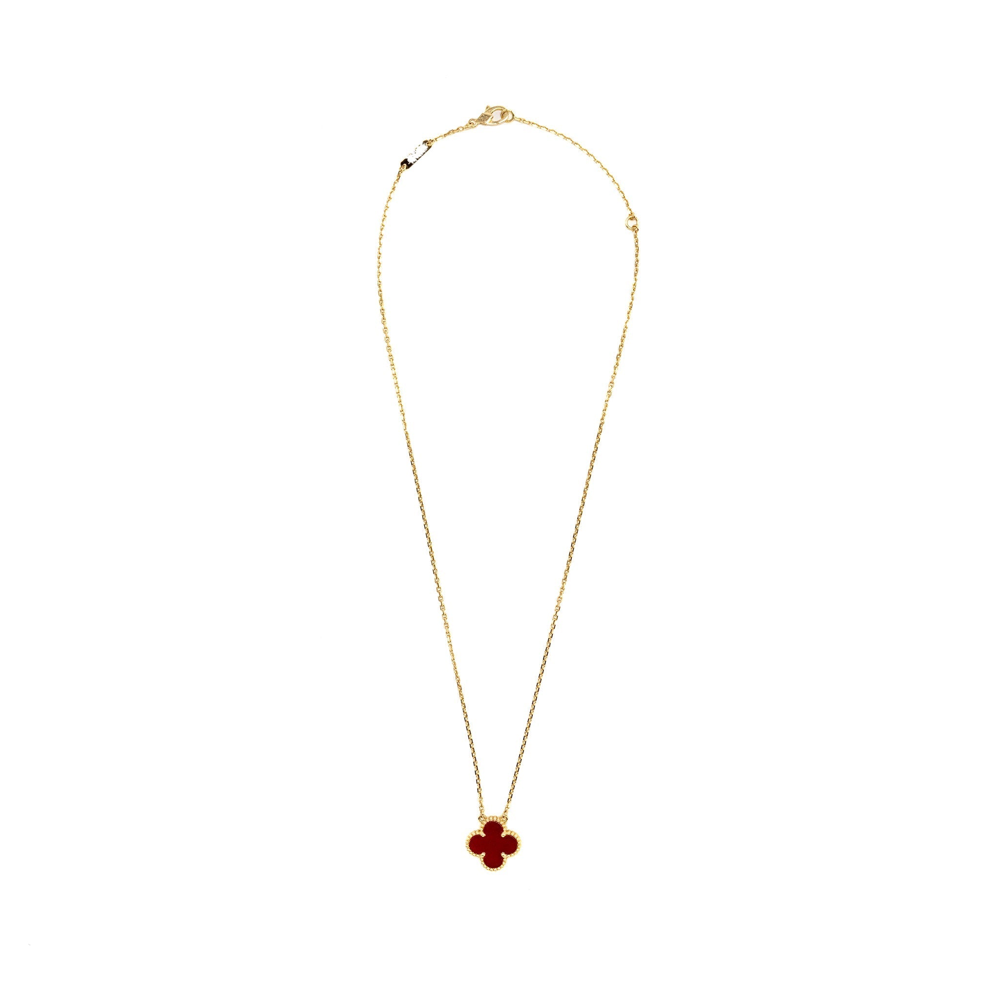 VAN CLEEF AND ARPELS VINTAGE ALHAMBRA PENDANT 18K YELLOW GOLD / CARNELIAN