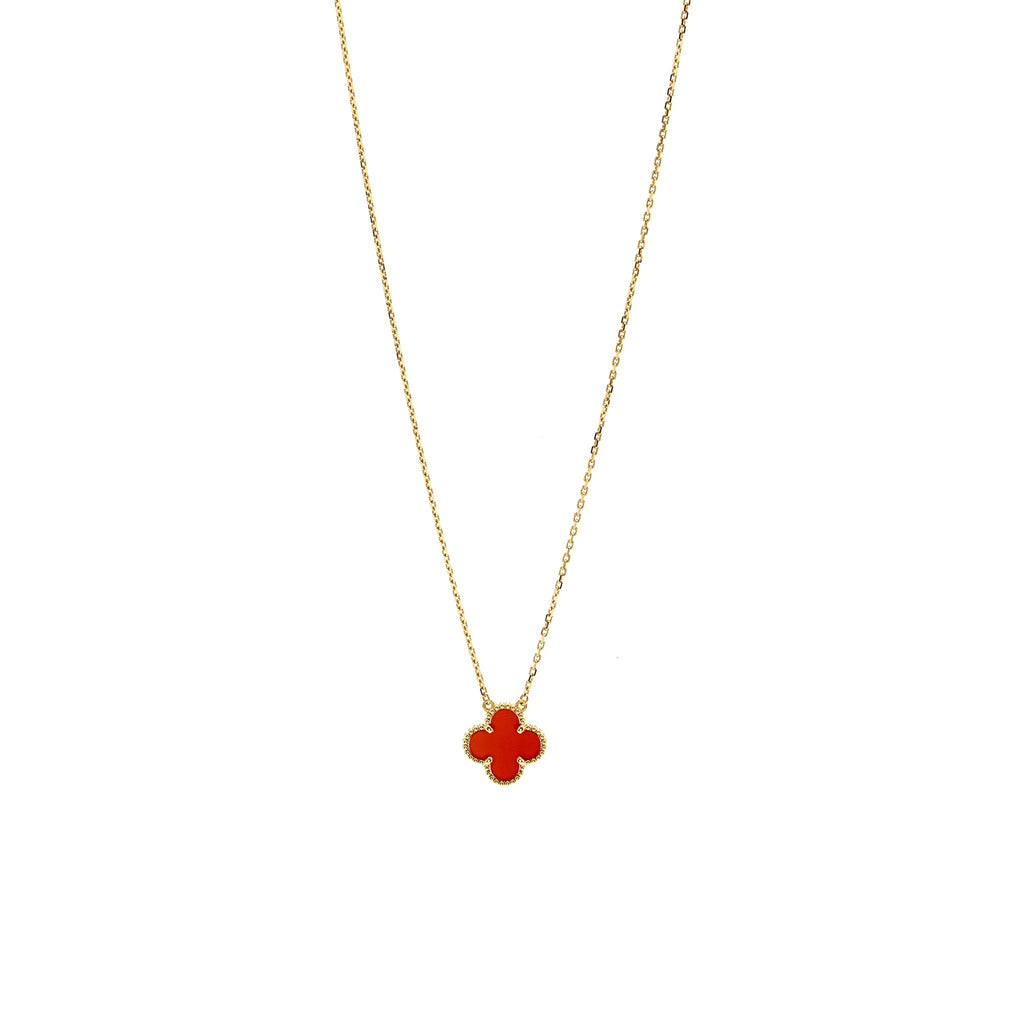 VAN CLEEF AND ARPELS VINTAGE ALHAMBRA PENDANT 18K YELLOW GOLD / CARNELIAN