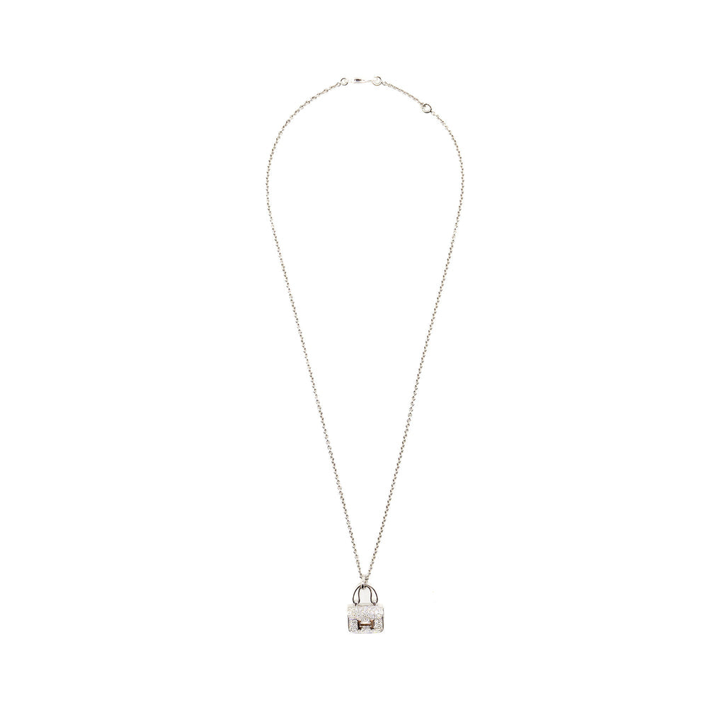 HERMES CONSTANCE AMULETTE PENDANT WHITE GOLD DIAMONDS