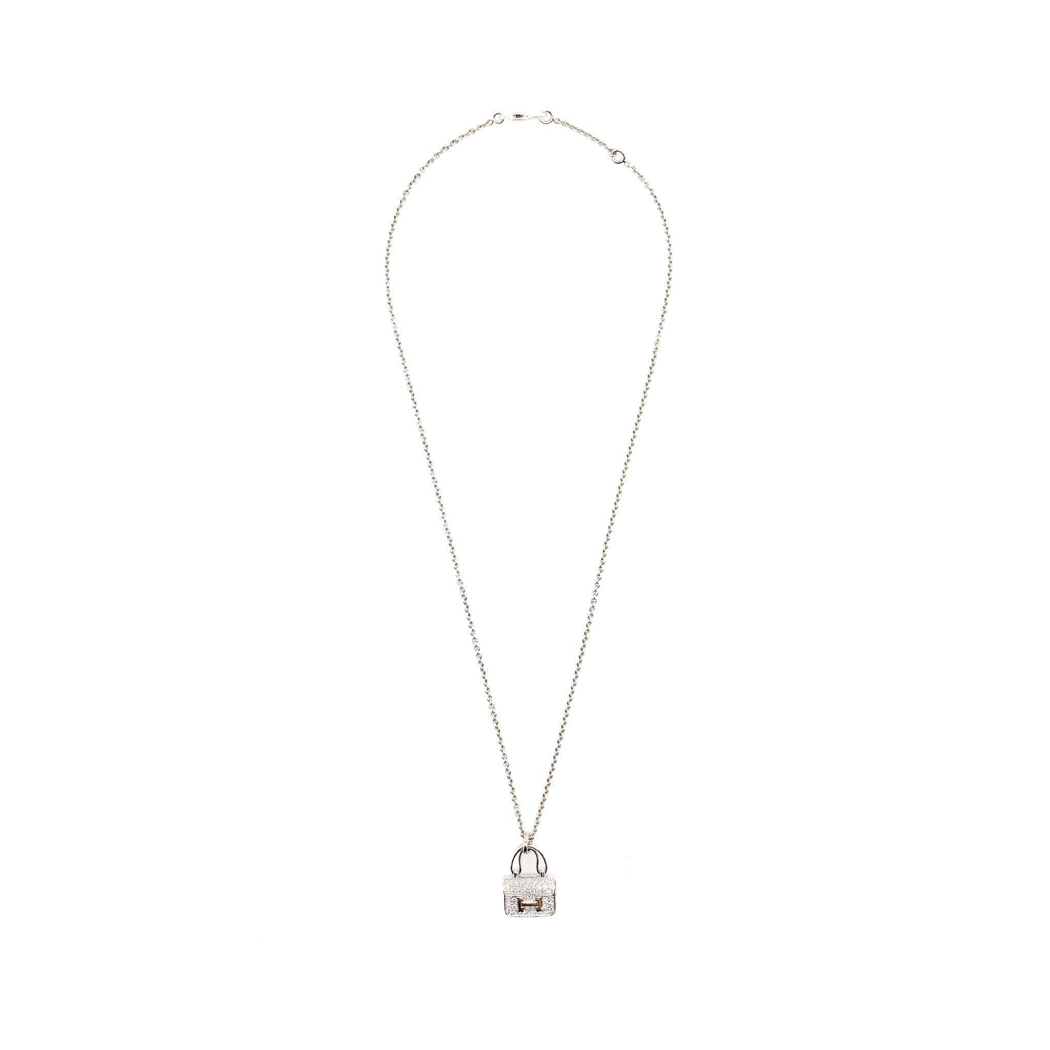 HERMES CONSTANCE AMULETTE PENDANT WHITE GOLD DIAMONDS