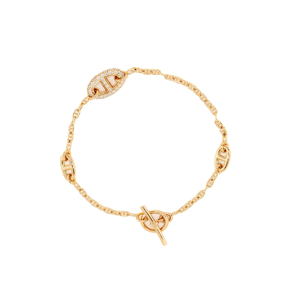 HERMES NEW FARANDOLE BRACELET ROSE GOLD DIAMONDS