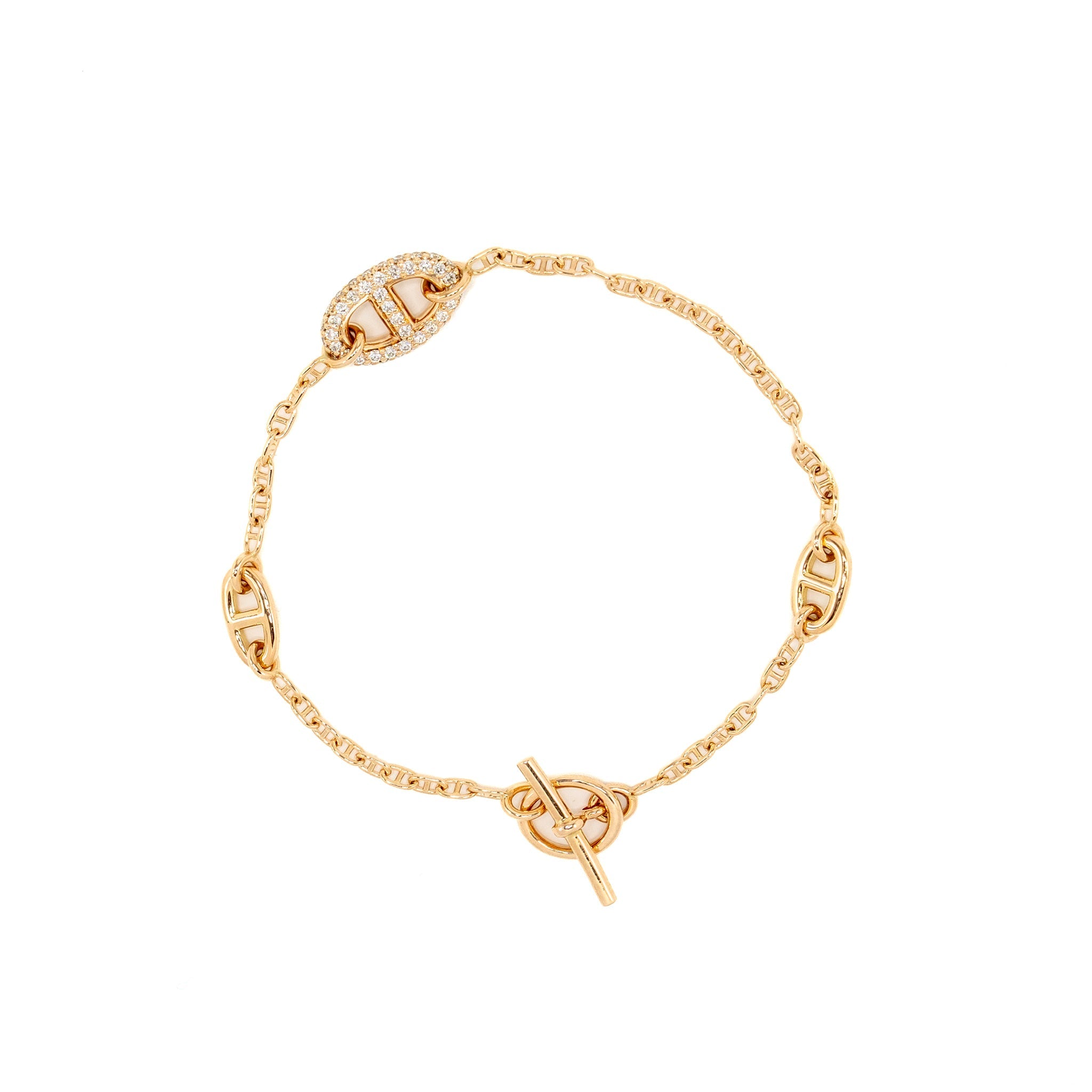 HERMES NEW FARANDOLE BRACELET ROSE GOLD DIAMONDS
