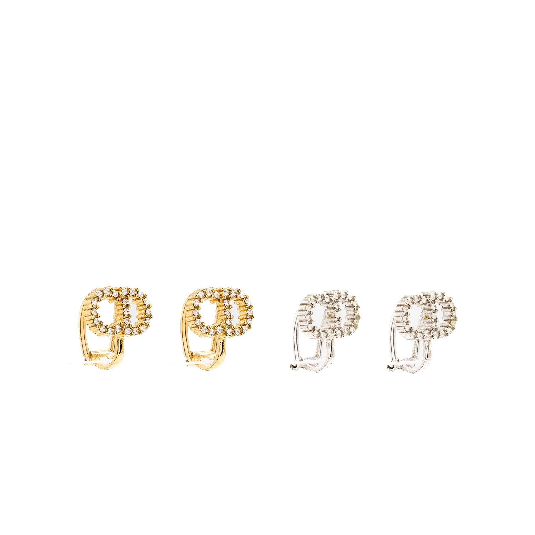 DIOR CRYSTAL CD EAR CLIPS SILVER/GOLD TONE (SELL IN A SET)