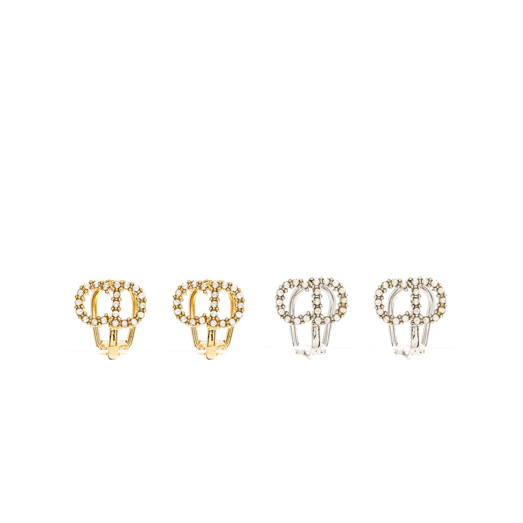 DIOR CRYSTAL CD EAR CLIPS SILVER/GOLD TONE (SELL IN A SET)