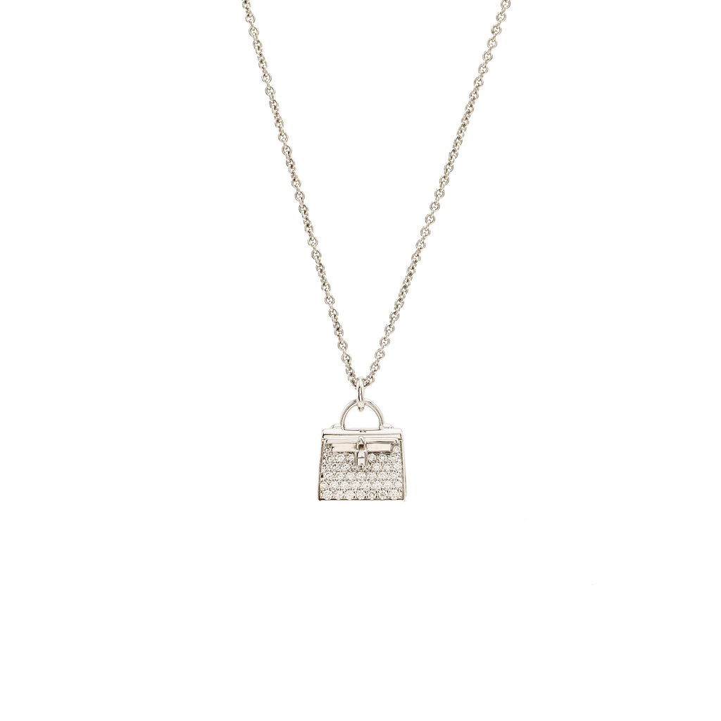 HERMES AMULETTE KELLY PENDANT WHITE GOLD DIAMONDS
