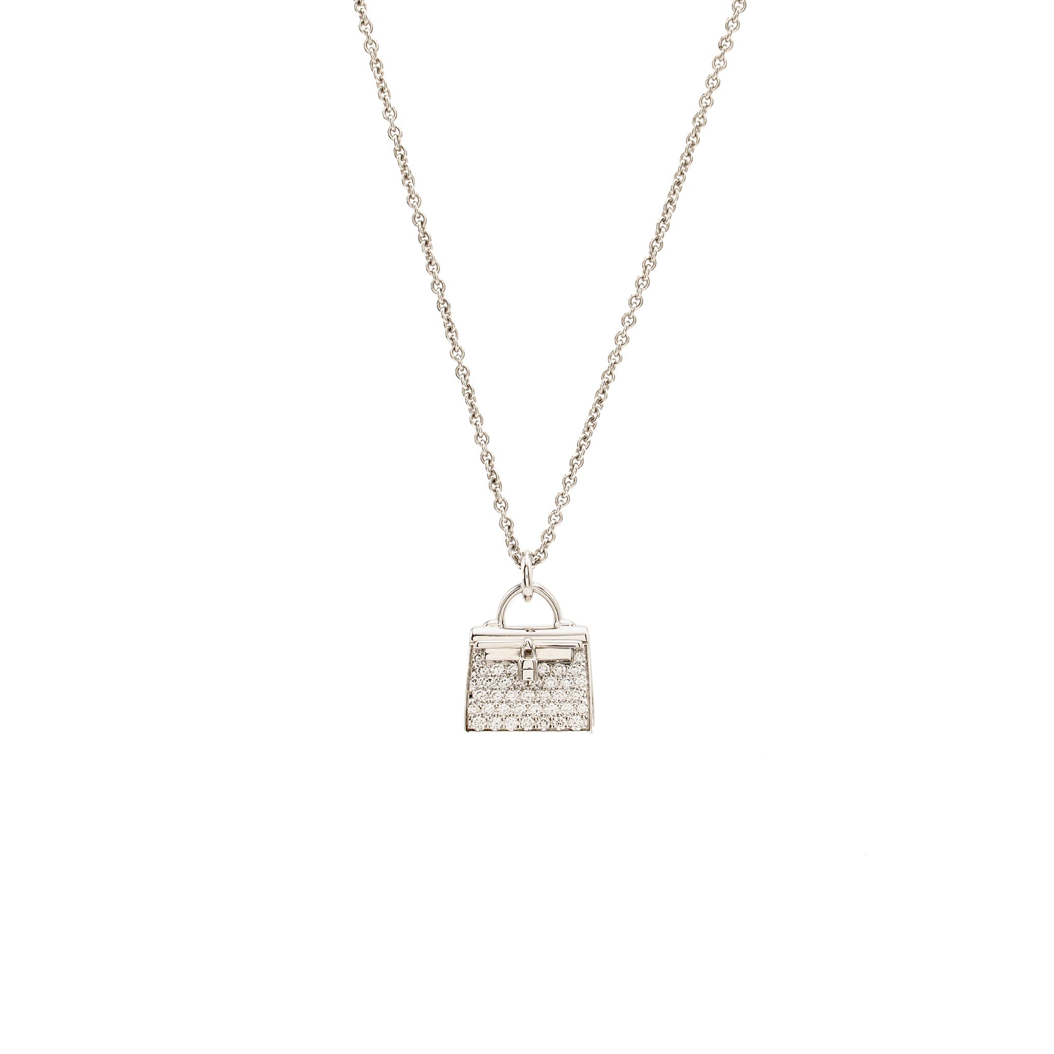 HERMES AMULETTE KELLY PENDANT WHITE GOLD DIAMONDS