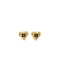 CHANEL HEART AND CC LOGO EARRINGS BLACK / GOLD TONE